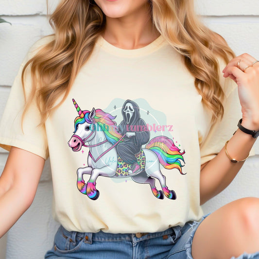 Ghost  on a unicorn DTF