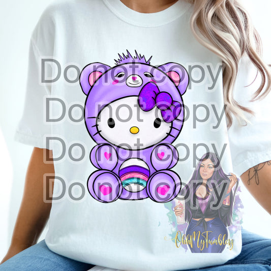 Kitty In purple DTF